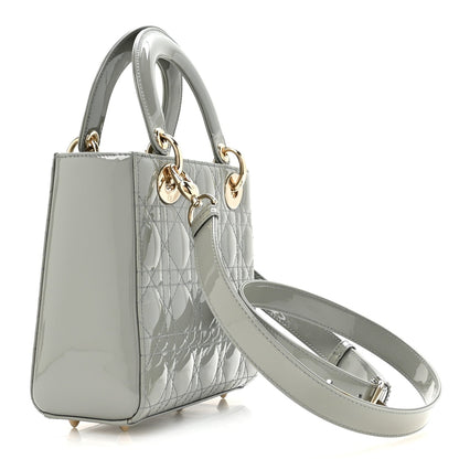 Patent Cannage Small Lady Dior Grey