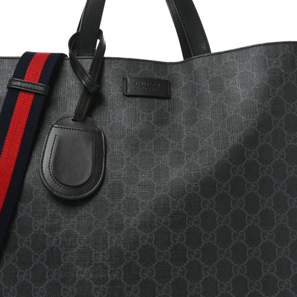 Soft GG Supreme Monogram Appia Calfskin Web Vertical Tote Black