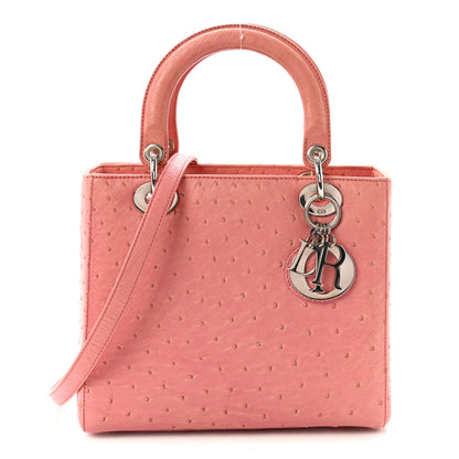 Ostrich Medium Lady Dior Pink