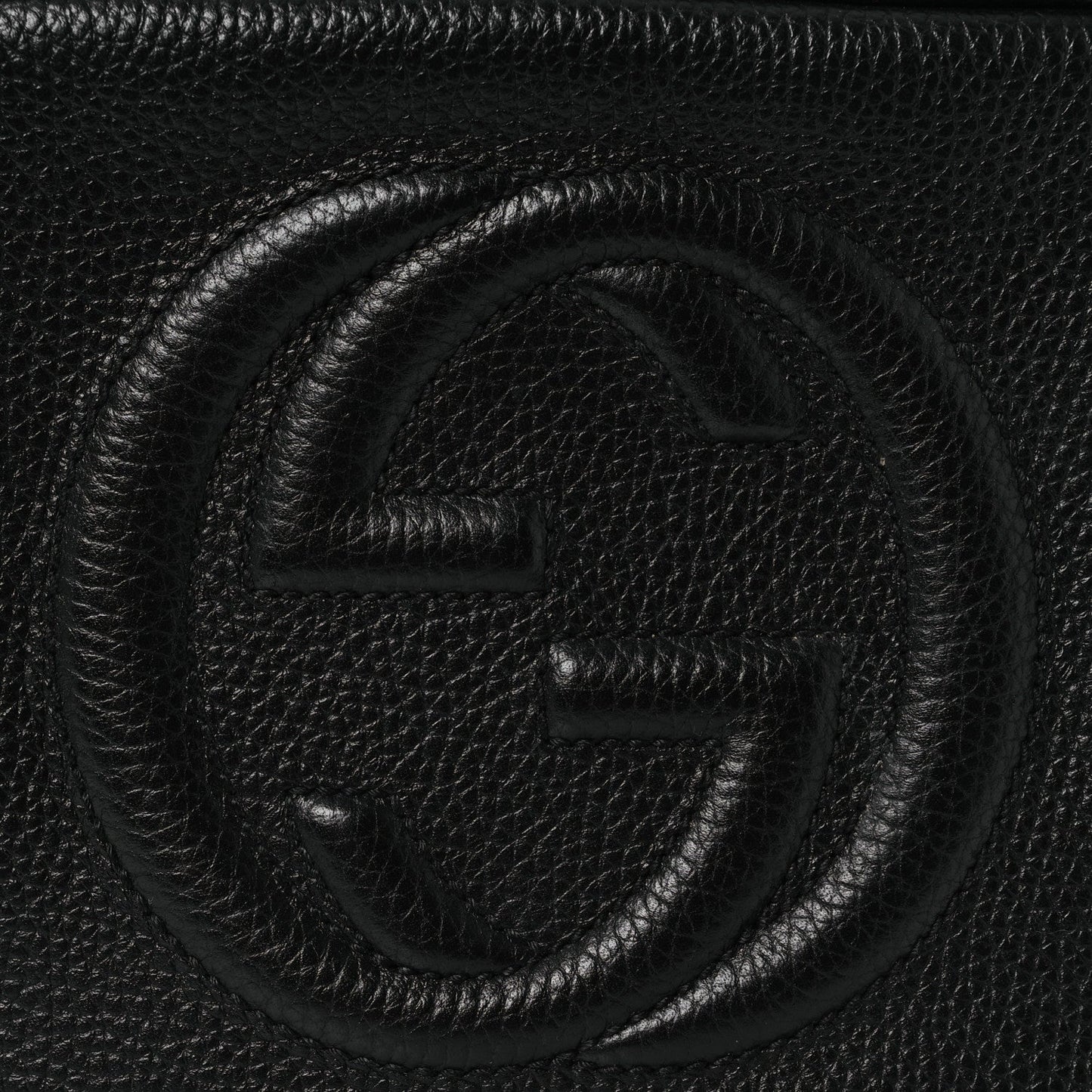 Pebbled Calfskin Small Soho Disco Bag Black