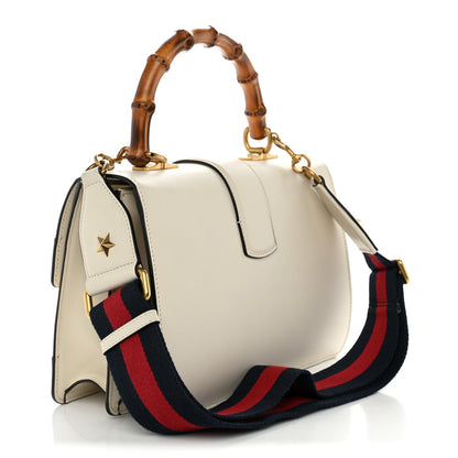 Calfskin Bamboo Web Medium Dionysus Top Handle Bag White Blue Hibiscus Red
