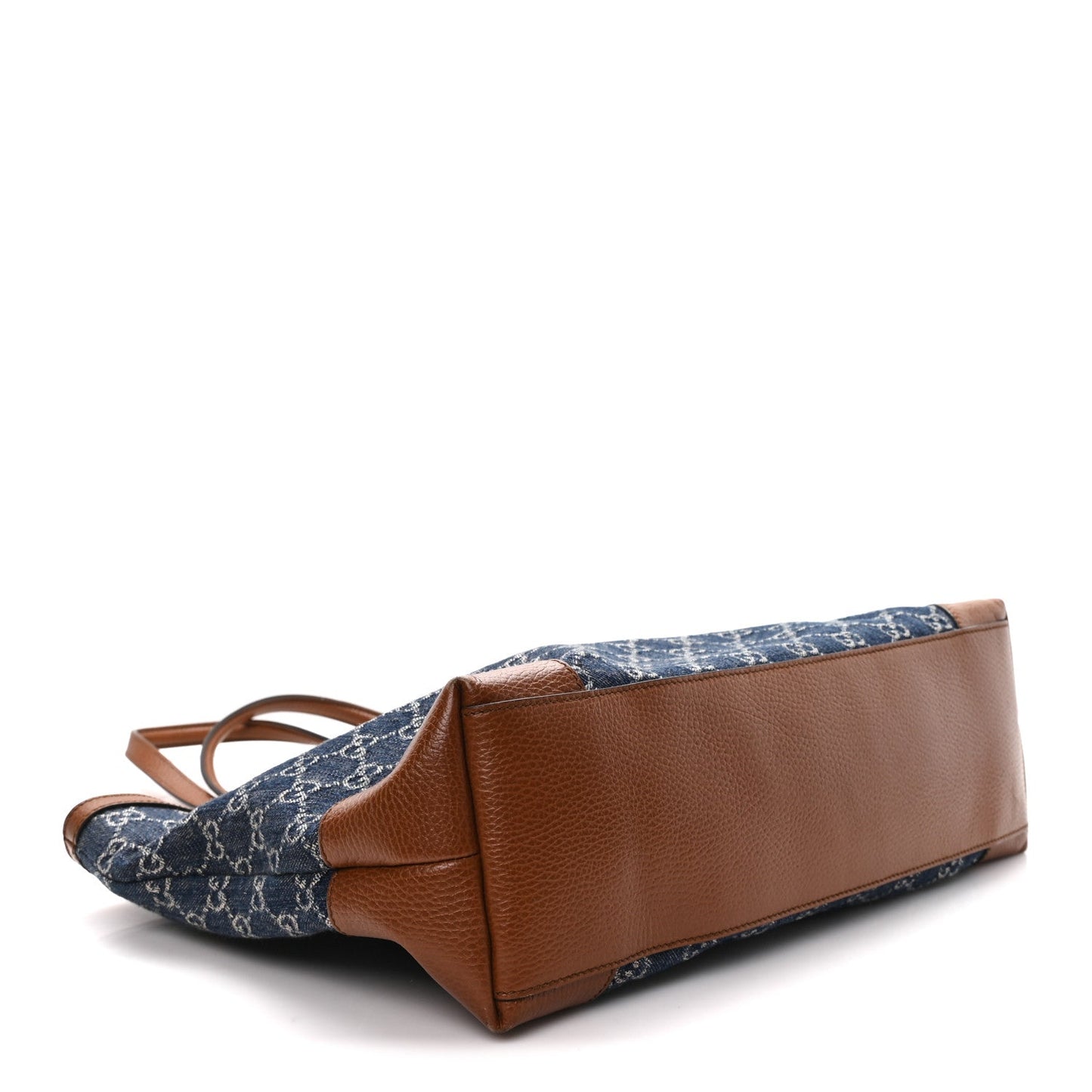 New Denim GG Monogram Medium Ophidia Shopping Tote Blue Tea Cuir