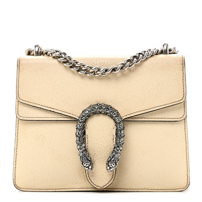Textured Calfskin Crystal Mini Dionysus Shoulder Bag Mystic White