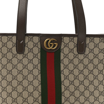 GG Supreme Monogram Medium Ophidia Tote Bag Brown