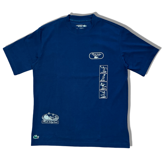 LACOSTE FRENCH HERITAGE TENNIS PRINTED CREW NECK T-SHIRT Men’s -NAVY BLUE