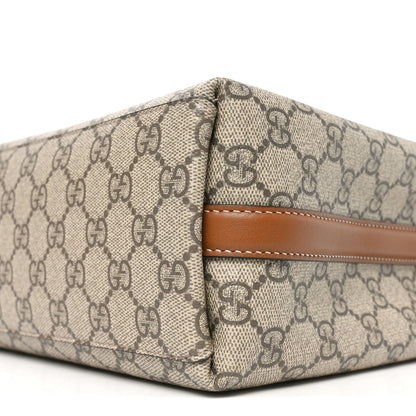 GG Supreme Monogram Emblem Medium Tote Bag Beige Dark Brown