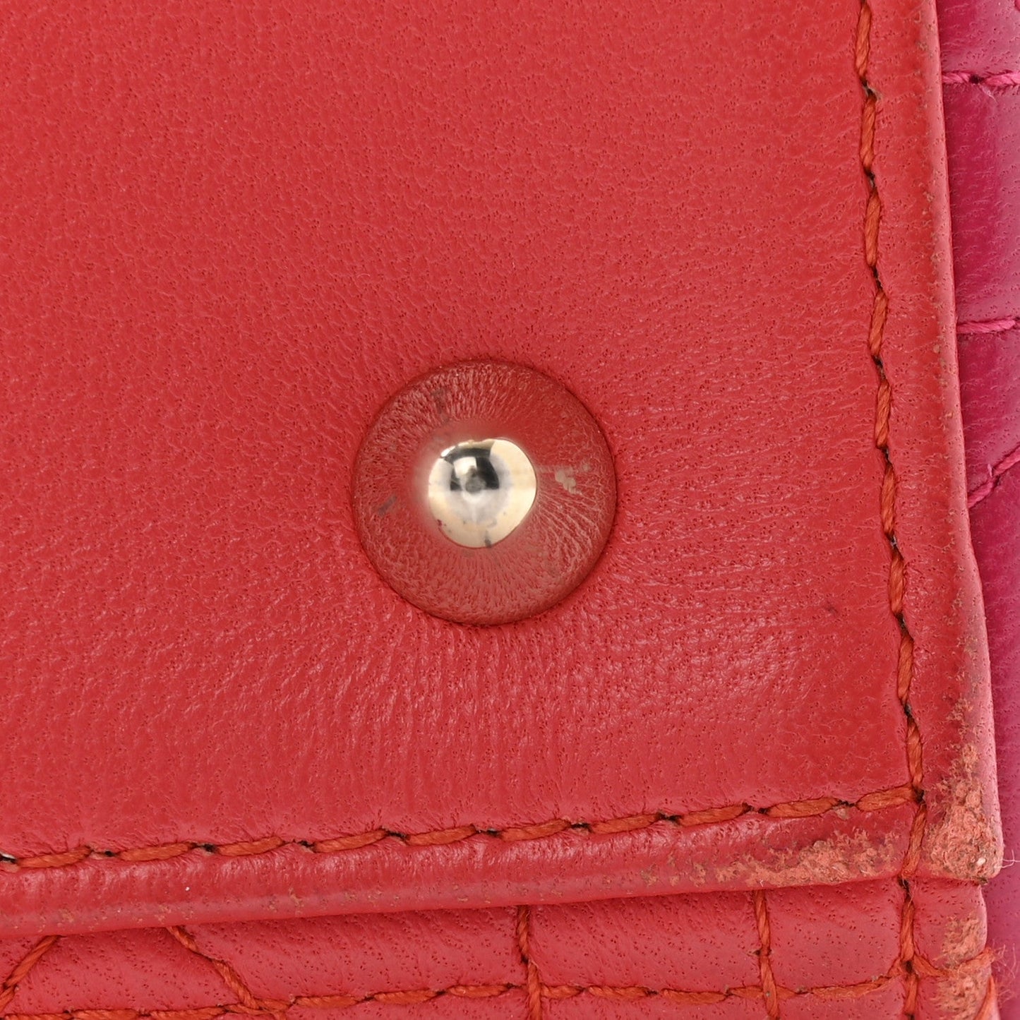 Lambskin Cannage Medium Bi-Color Lady Dior Orange Fuchsia