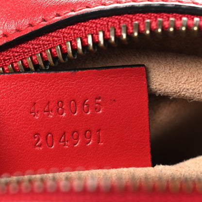 Calfskin Matelasse Mini GG Marmont Chain Shoulder Bag Hibiscus Red