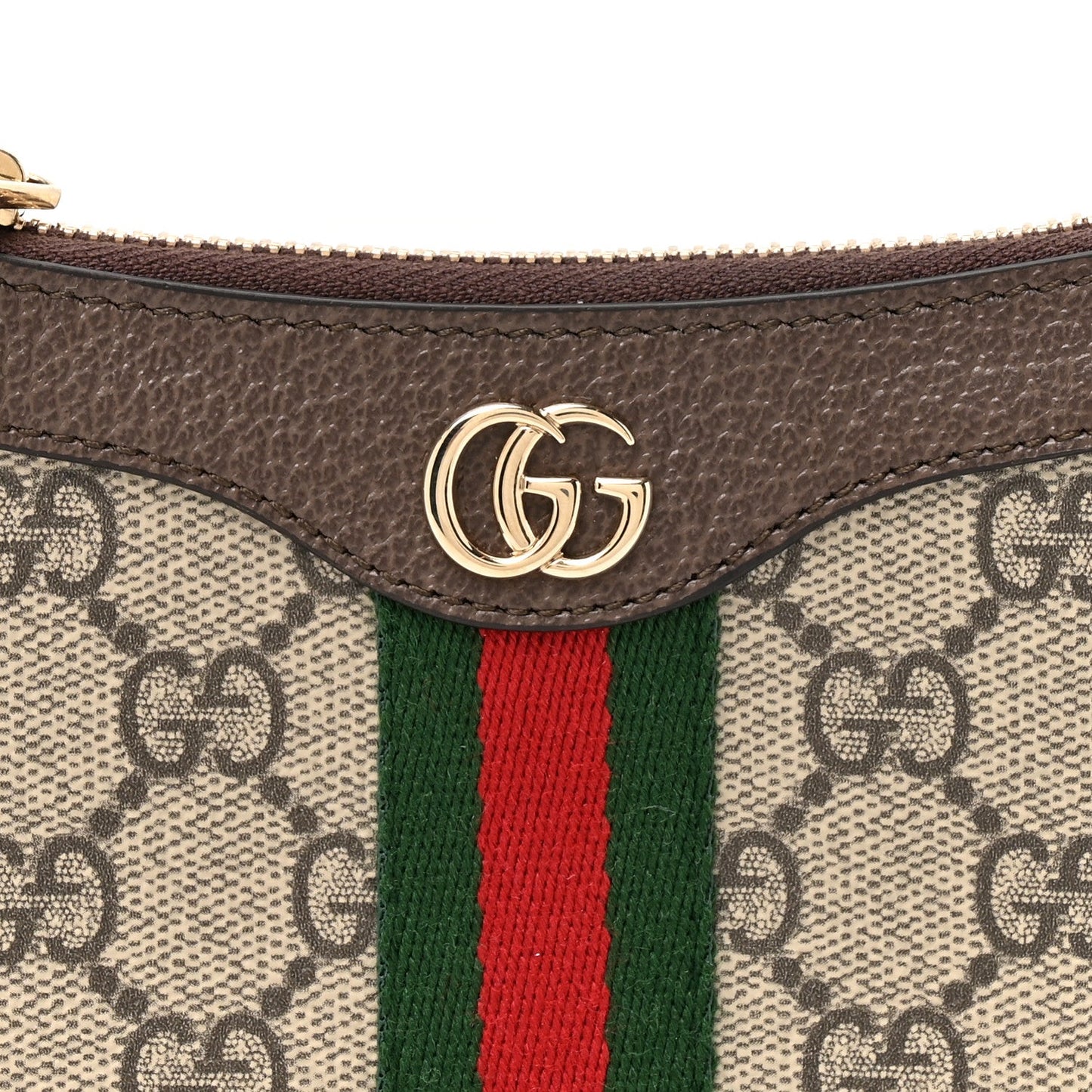 GG Supreme Monogram Textured Dollar Calfskin Web Mini Ophidia Shoulder Bag Beige Ebony New Acero
