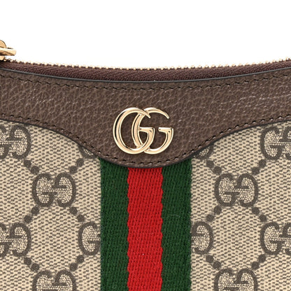 GG Supreme Monogram Textured Dollar Calfskin Web Mini Ophidia Shoulder Bag Beige Ebony New Acero