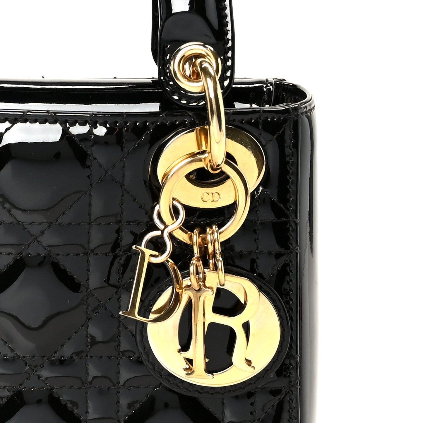 Patent Cannage Mini Lady Dior Black