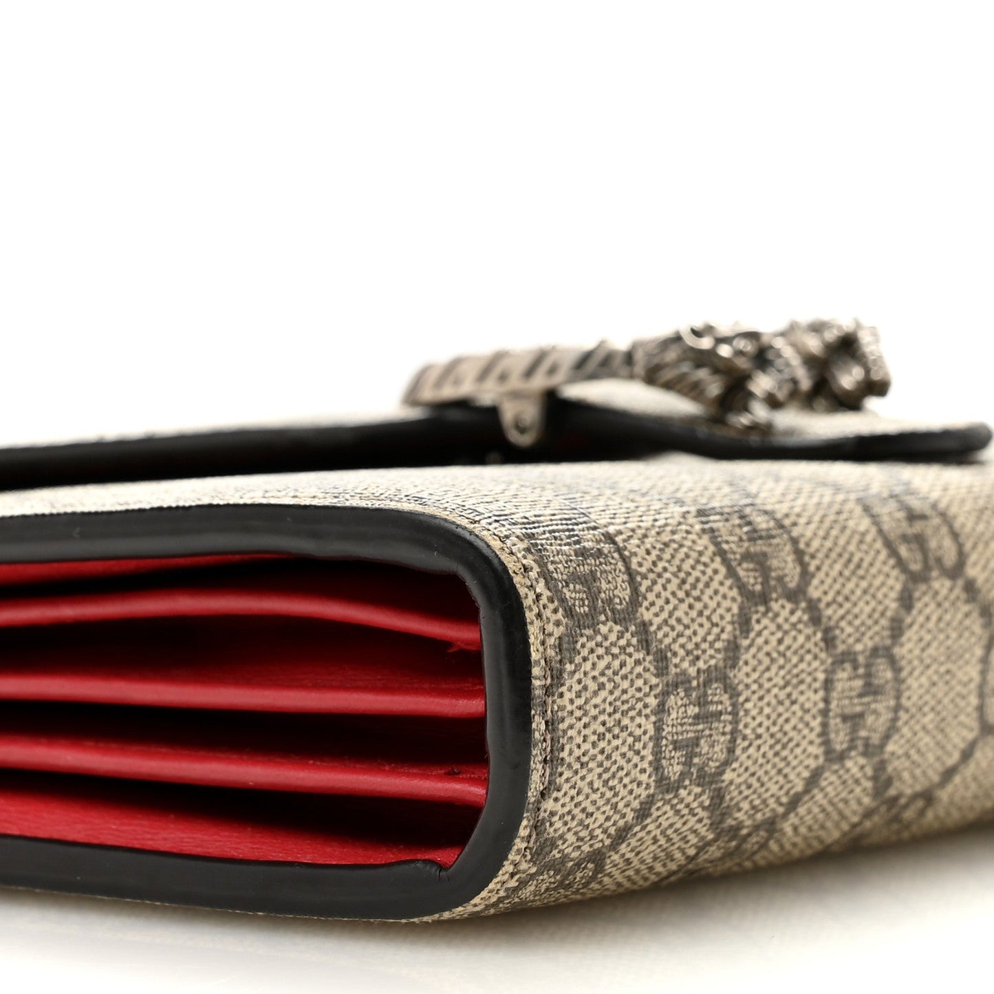 GG Supreme Monogram Mini Dionysus Chain Wallet Beige Vulcanic Red