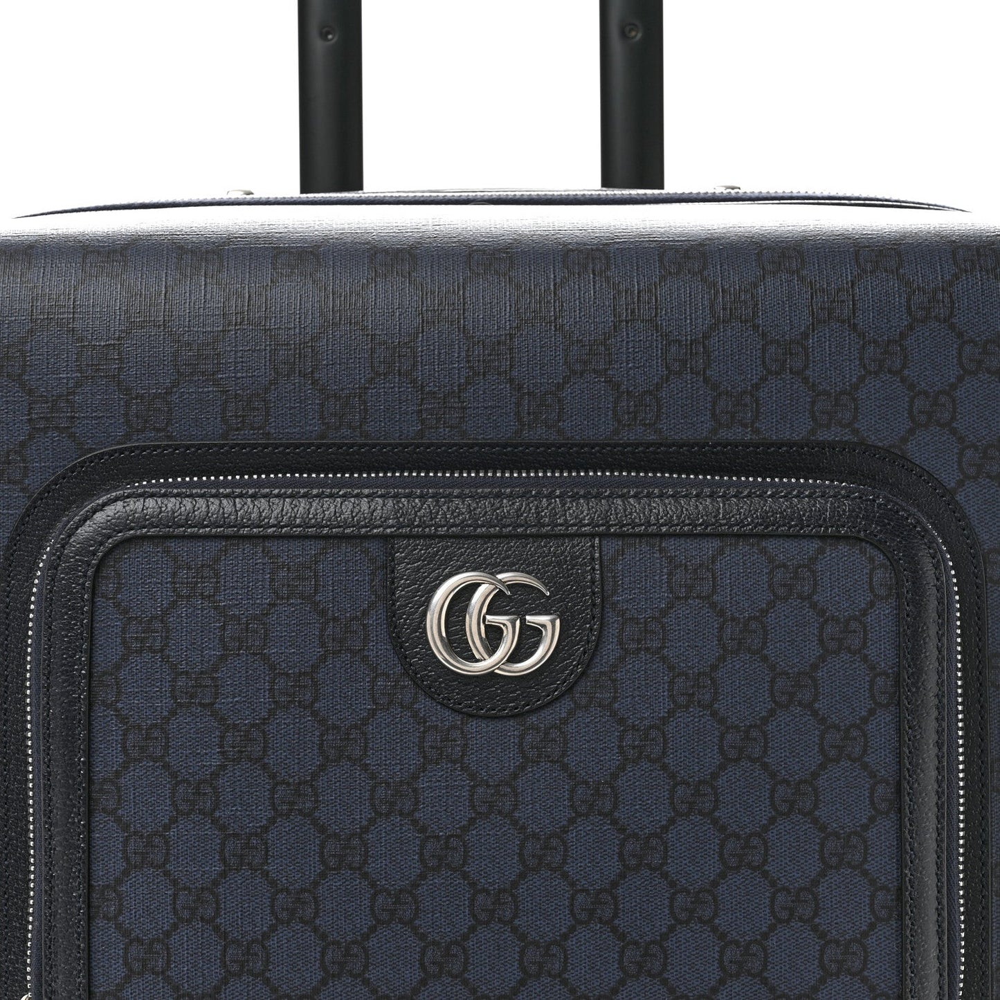 GG Supreme Monogram Textured Dollar Calfskin Web Ophidia Small Savoy Cabin Trolley Black Blue