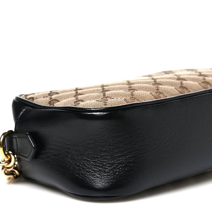 Monogram Matelasse Diagonal Small GG Marmont Chain Shoulder Bag Beige Black
