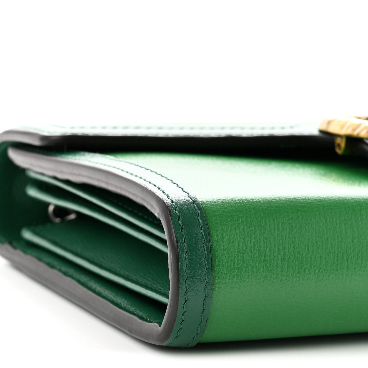 Azalea Calfskin Enamel Mini Dionysus Chain Wallet New Shamarock Emerald