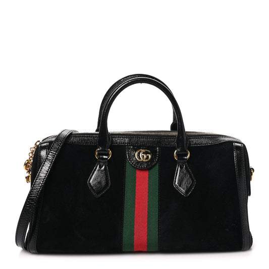 Suede Patent GG Web Medium Ophidia Boston Black