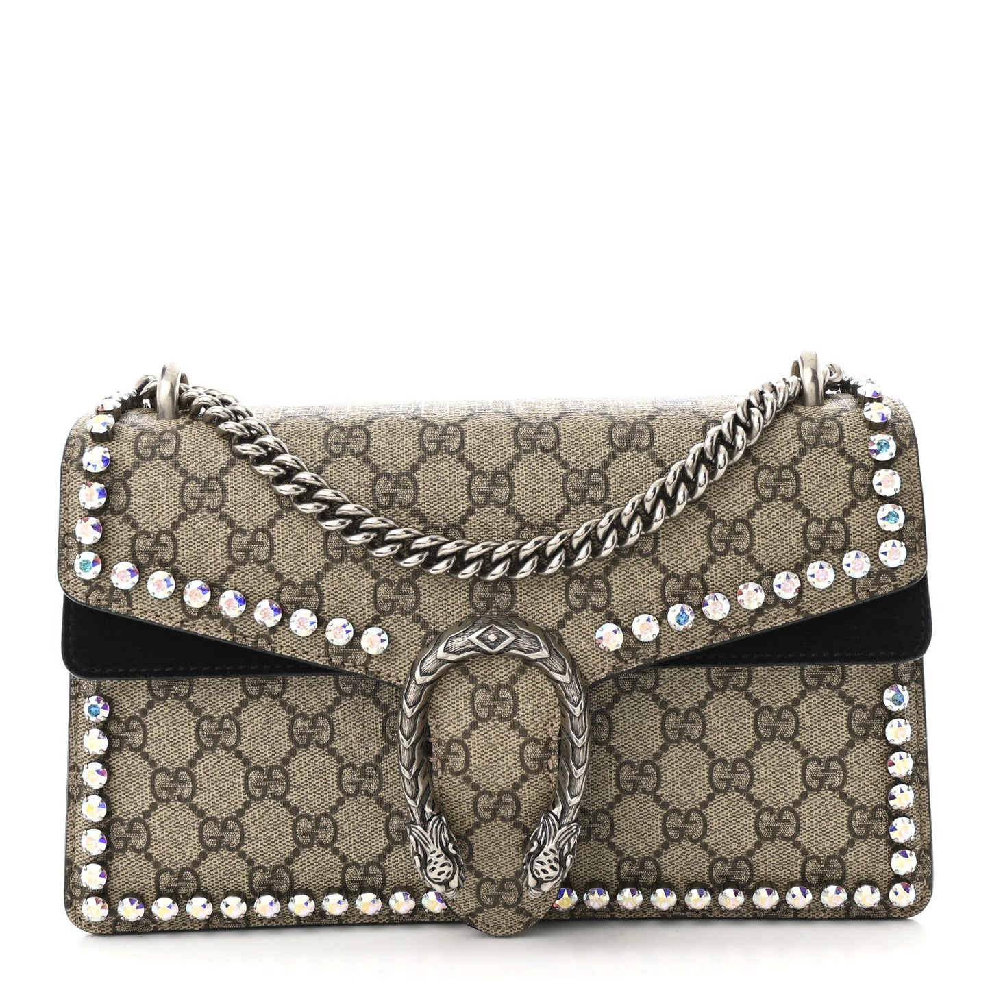 GG Supreme Monogram Crystal Small Dionysus Shoulder Bag Black