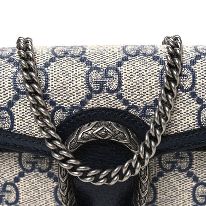 GG Supreme Monogram Textured Dollar Calfskin Super Mini Dionysus Shoulder Bag Beige Blue