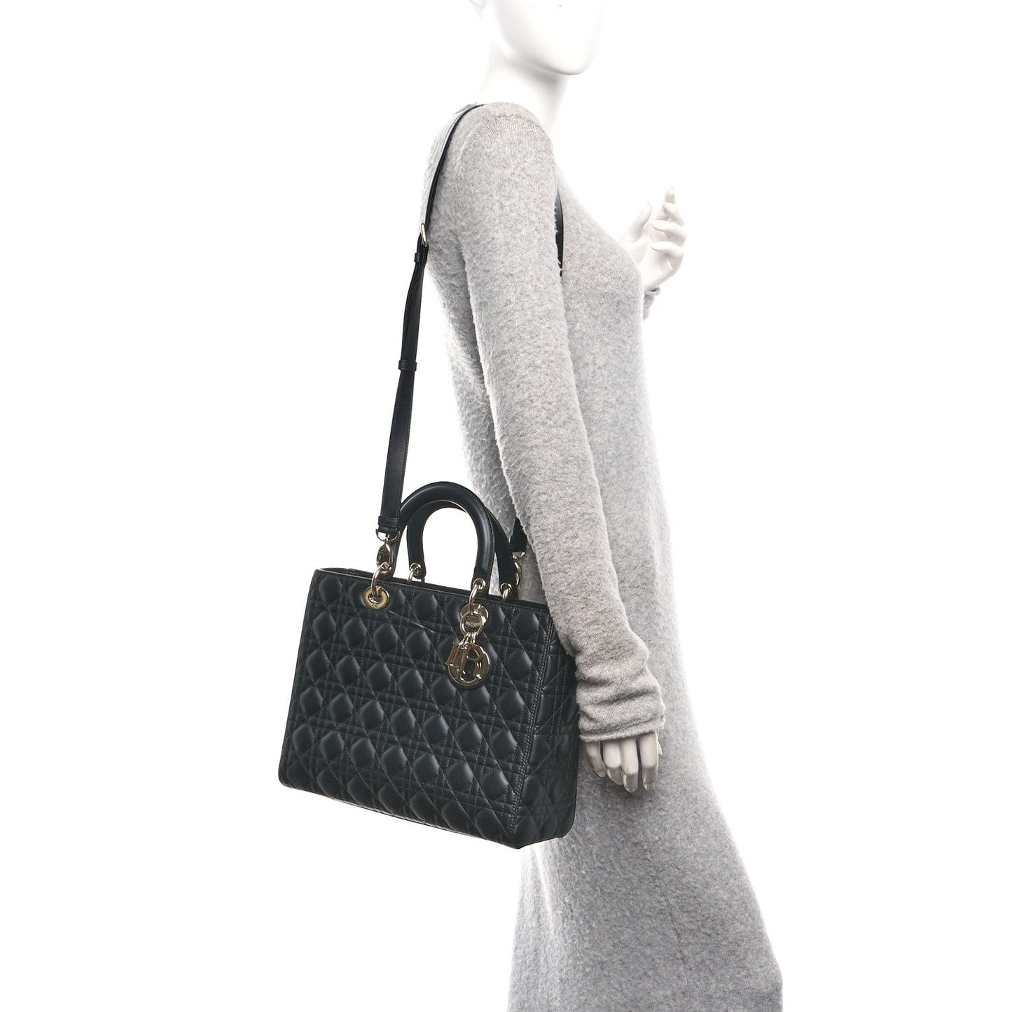 Lambskin Cannage Large Lady Dior Black