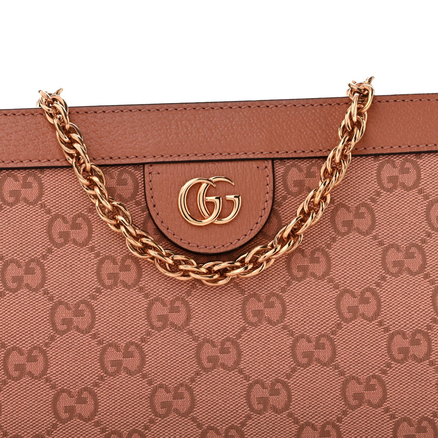 Monogram Textured Dollar Calfskin Small Ophidia Chain Shoulder Bag Cloche Rose Pink