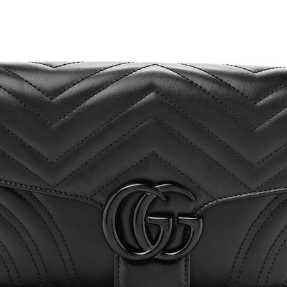 Calfskin Matelasse Monochrome GG Marmont Crossbody Shoulder Bag Black