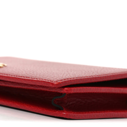 Dollar Calfskin Mini GG Marmont Chain Wallet Hibiscus Red