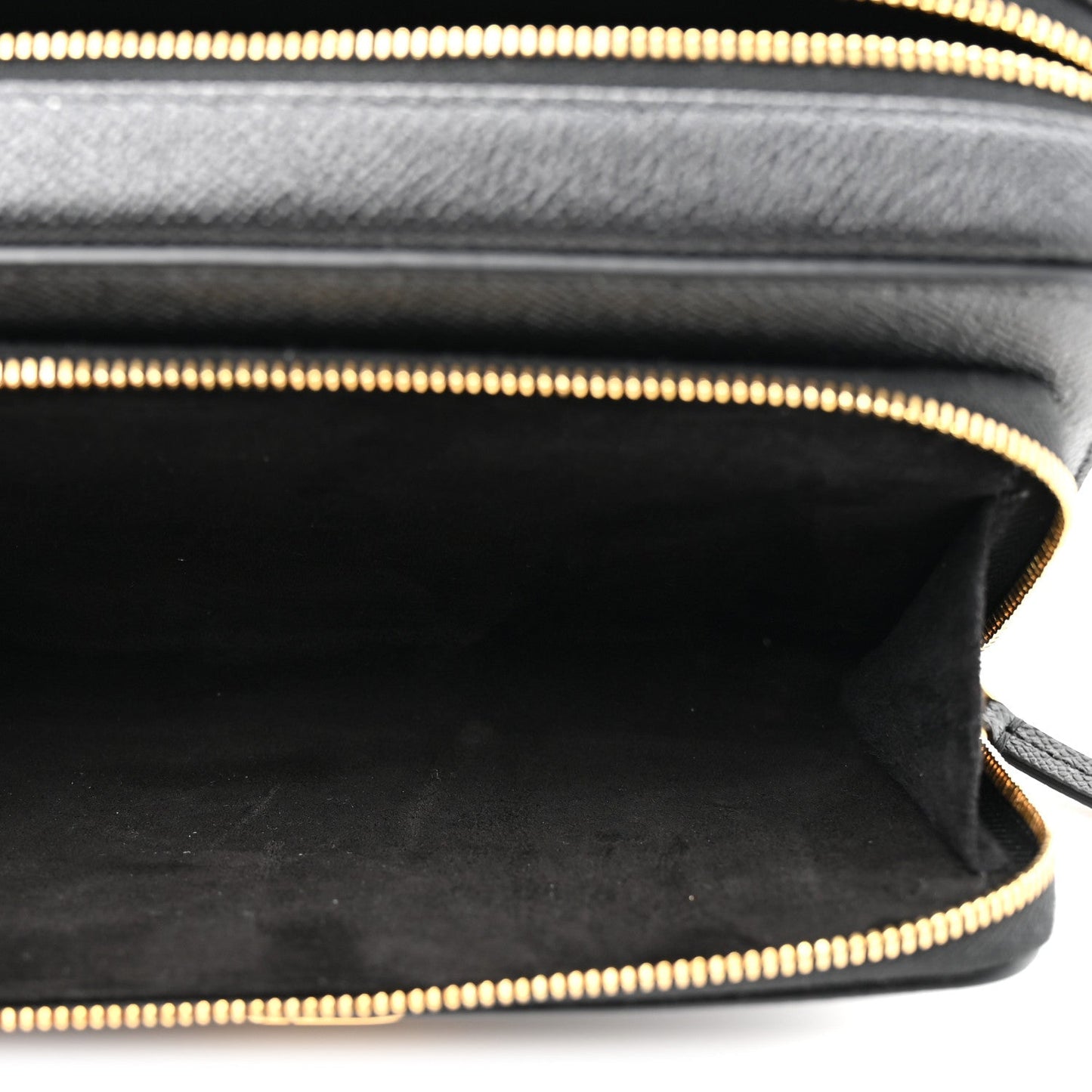 Grained Calfskin Caro Double Pouch Black