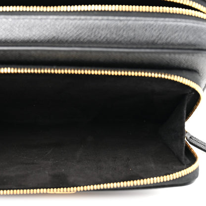 Grained Calfskin Caro Double Pouch Black