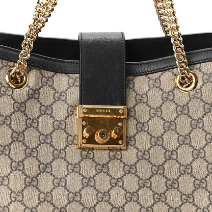 GG Supreme Monogram Medium Padlock Tote Black