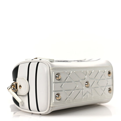Calfskin Animal Print Micro Dior Vibe Zip Bowling Bag White Multicolor