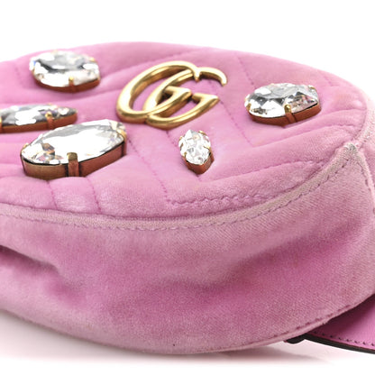 Velvet Matelasse Marquise Crystals GG Marmont Belt Bag 85 34 Malva