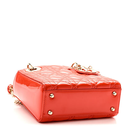 Patent Cannage Mini Lady Dior Orange
