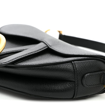 Grained Calfskin Mini Saddle Bag Black