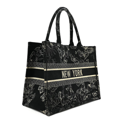 Canvas Embroidered Medium New York Butterfly Book Tote Black