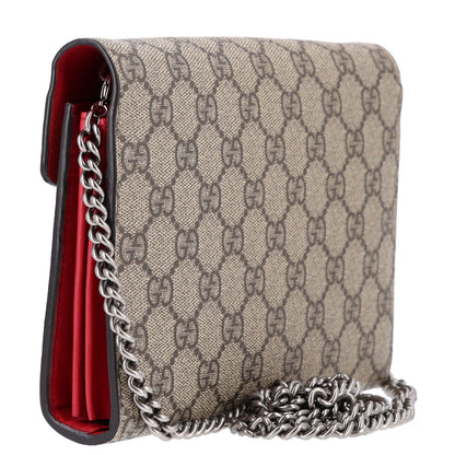 GG Supreme Monogram Mini Dionysus Chain Wallet Beige Vulcanic Red