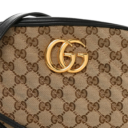 Monogram Matelasse Diagonal Small GG Marmont Chain Shoulder Bag Beige Black