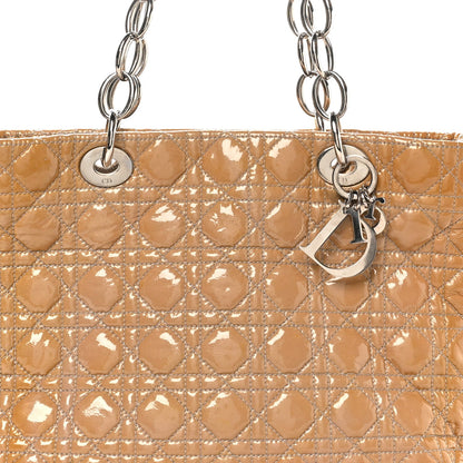 Patent Cannage Large Dior Soft Shopping Tote Beige