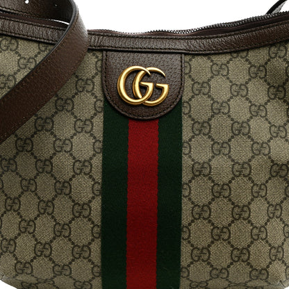 GG Supreme Monogram Web Small Ophidia Half Moon Hobo Brown