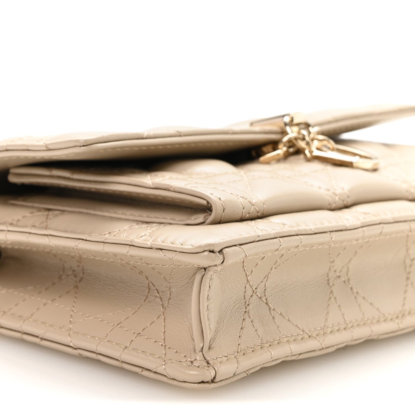 Lambskin Cannage Chain My Dior Daily Chain Pouch Powder Beige