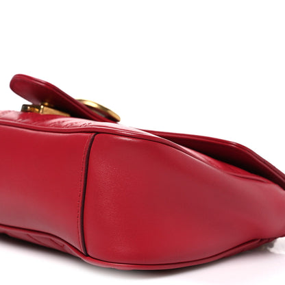 Calfskin Matelasse Small GG Marmont Shoulder Bag Hibiscus Red