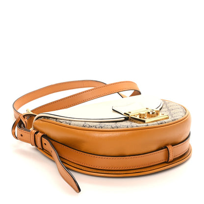 GG Supreme Monogram Calfskin Small Padlock Messenger Shoulder Bag Beige Mystic White Sun Oil