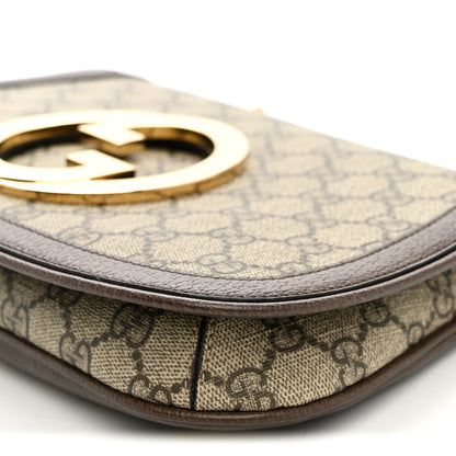 GG Supreme Monogram Textured Dollar Calfskin Blondie Chain Shoulder Flap Bag Beige Ebony New Acero