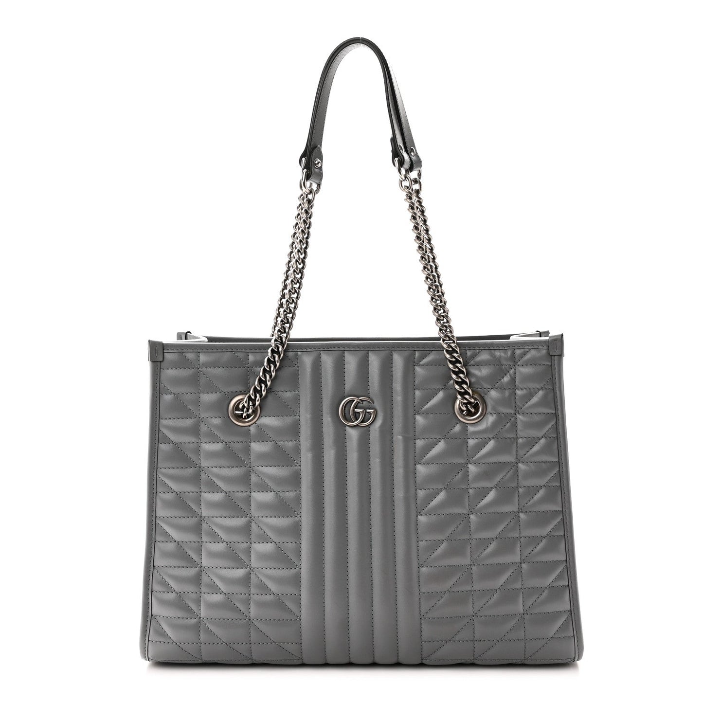 Calfskin Matelasse Aria Medium GG Marmont Shoulder Tote  Deep Grey