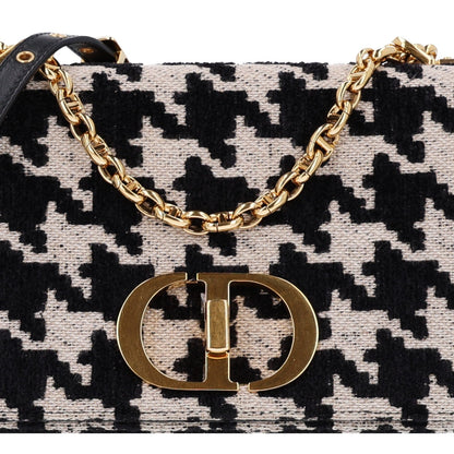 Technical Canvas Macro Houndstooth Medium Caro Bag Black White