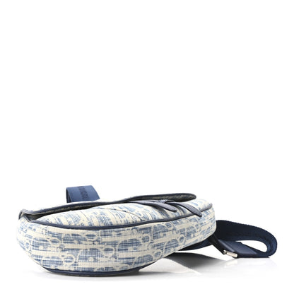 Denim Jacquard Oblique Kasuri Mens Saddle Bag Kasuri Blue White