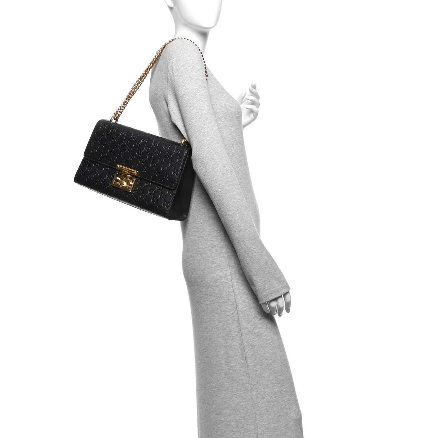 Guccissima Medium Padlock Shoulder Bag Black