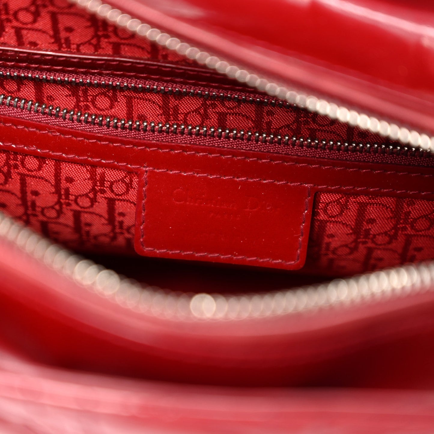 Patent Cannage Large Lady Dior Red