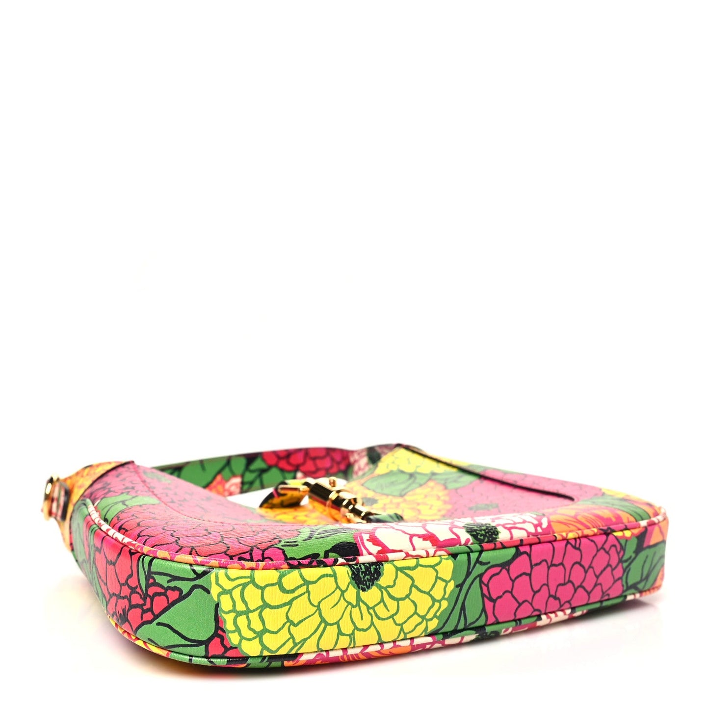 X KEN SCOTT Textured Calfskin Pomponica Print Small Jackie 1961 Hobo Multicolor Fuxia Pompon