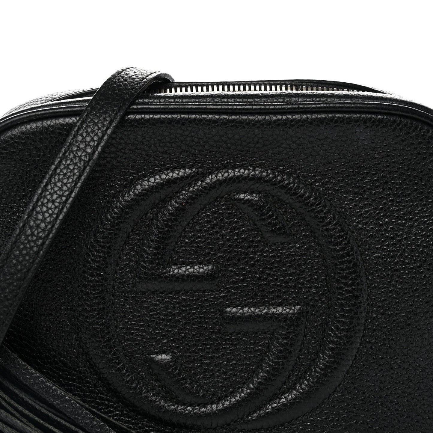 Pebbled Calfskin Small Soho Disco Bag Black