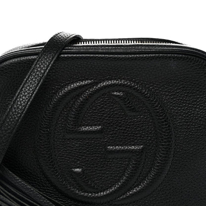 Pebbled Calfskin Small Soho Disco Bag Black